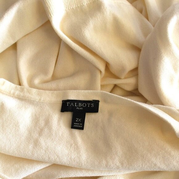 Talbots Plus Size Women's Vneck Sweater Cream White 2X - Picture 3 of 3